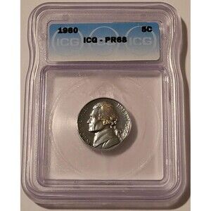 1960 Jefferson Nickel Proof PR68 ICG Nice Toning
